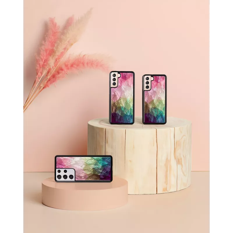 Smartphone-Hülle iKins für Samsung Galaxy S21+ — Wasserblumen-Design, schwarz