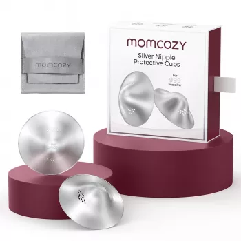 Momcozy 999 Silber Stillschild 55MM 2 Stück L