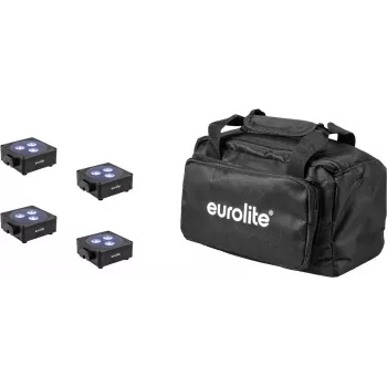 LED-Flächenleuchten-Set EUROLITE AKKU 3 (4× batteriebetriebene Panels) mit Softbag