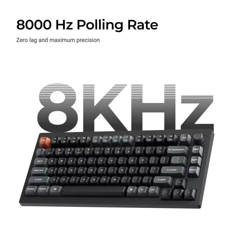 Mechanische Tastatur Keychron V1 Ultra 8K — 75 % QWERTY, Bluetooth, Kabelgebunden, RGB, Schwarz