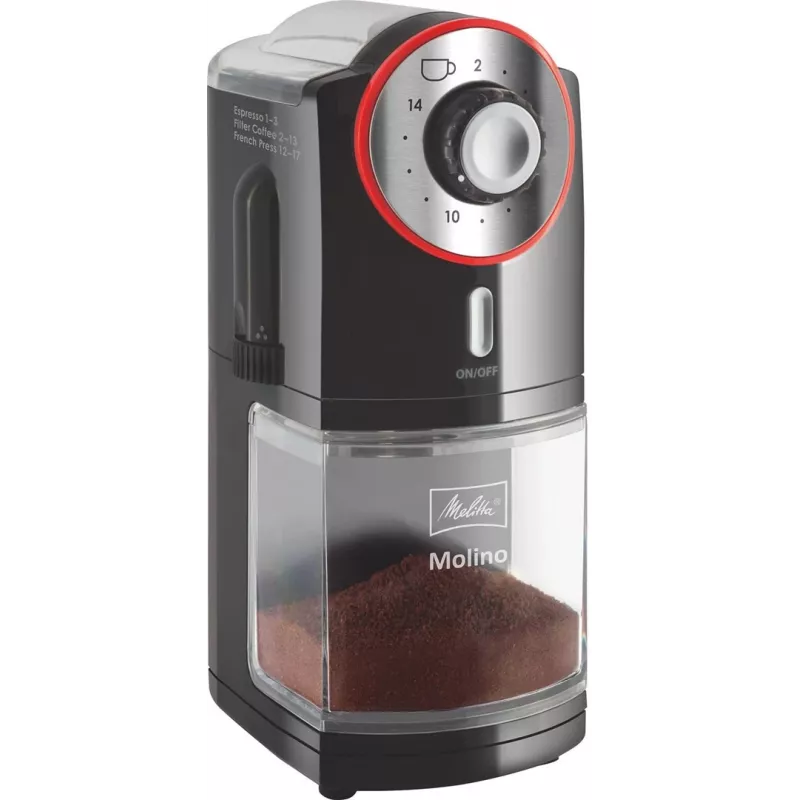 Melitta Molino 100 W Schwarz, Rot, Edelstahl