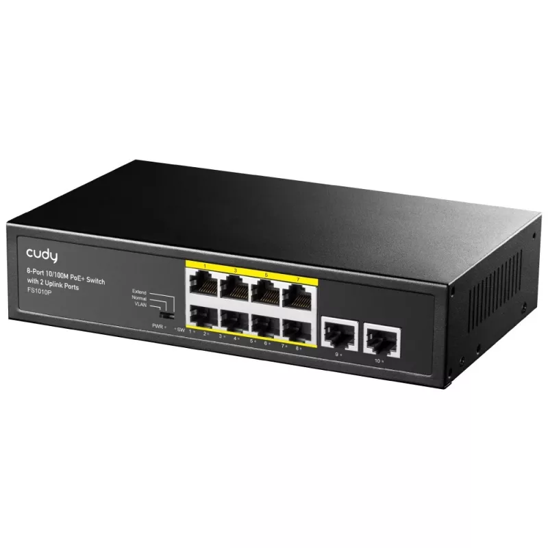 Cudy FS1010P Netzwerk-Switch Fast Ethernet (10/100) Power over Ethernet (PoE) Schwarz