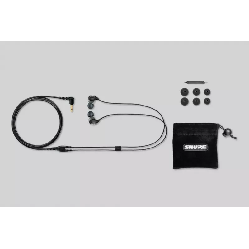 Shure SE112-GR Kabelgebundene In-Ear-Kopfhörer für Anrufe/Musik, Schwarz, Grau