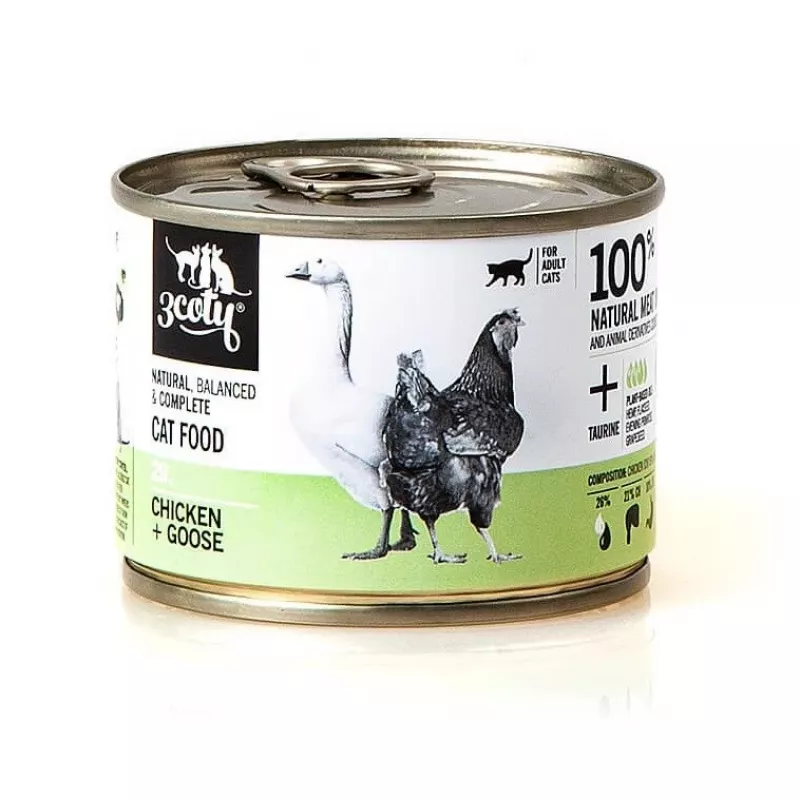 Nassfutter für Katzen 3coty 3COTY 29 Huhn und Gans, 180-g-Dose, ausgewachsen, getreidefrei, gluten- und sojafrei