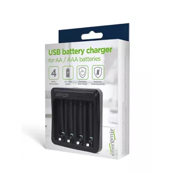 Batterieladegerät Gembird BC-USB-03 USB-kompatibel AA AAA Schwarz