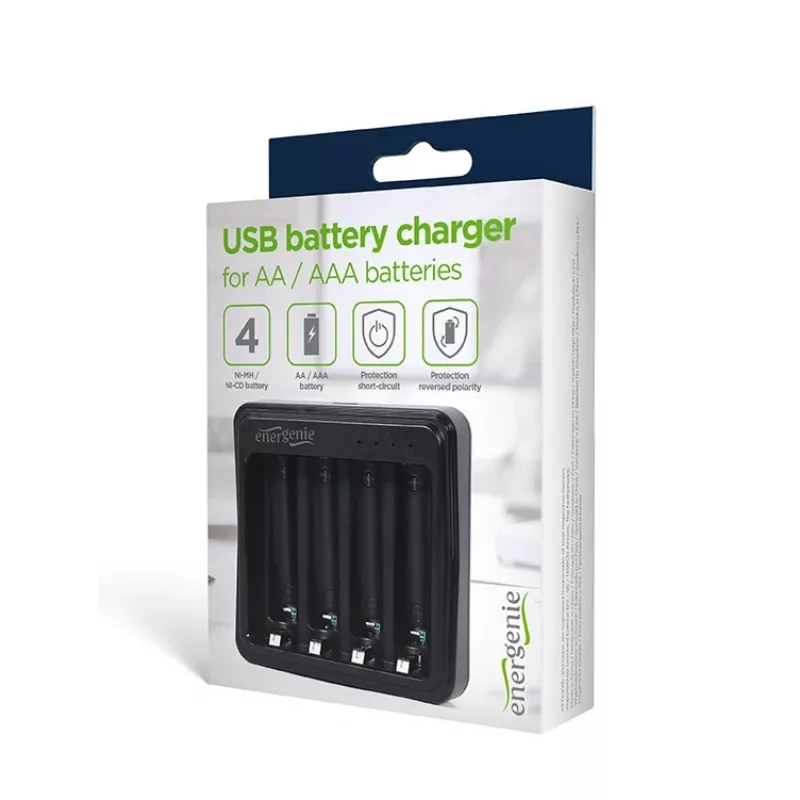 Batterieladegerät Gembird BC-USB-03 USB-kompatibel AA AAA Schwarz
