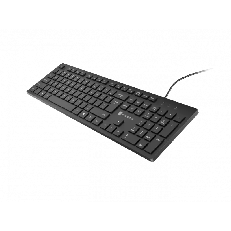 Kabelgebundene schlank-Multimedia-Tastatur NATEC HERRING — schwarz, Low-Profile-Layout, Multimediatasten
