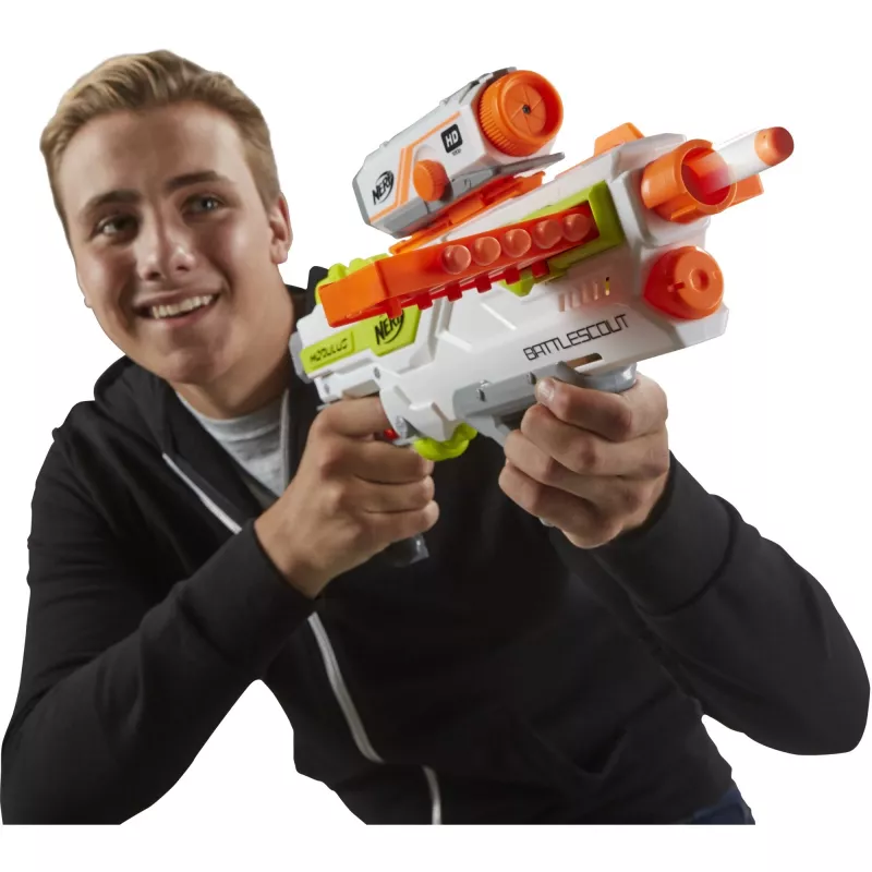 Spielzeugblaster HASBRO Nerf BattleScout ICS-10 FFP B1756F030 – Schaumstoffpfeil-Blaster, Einzelschuss, taktische Schiene