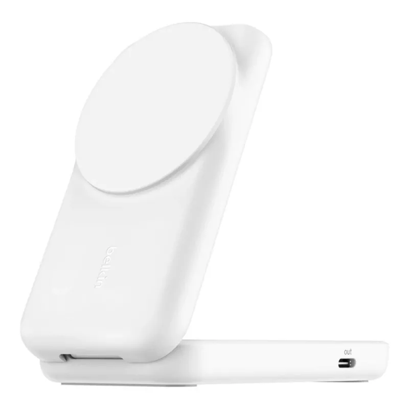 Belkin UltraCharge 25W Qi2 2-in-1 faltbare kabellose Ladestation, Weiß (WIZ038KQWH)