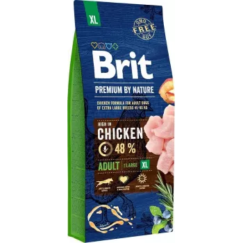 Brit Premium by Nature Adult XL Trockenfutter für Hunde, Huhn, 15 kg