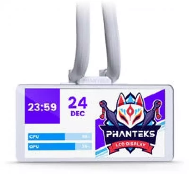Phanteks Glacier One 360M25 LCD AiO-Flüssigkeitskühlung, 6-Zoll-Display - 360 mm, Weiß