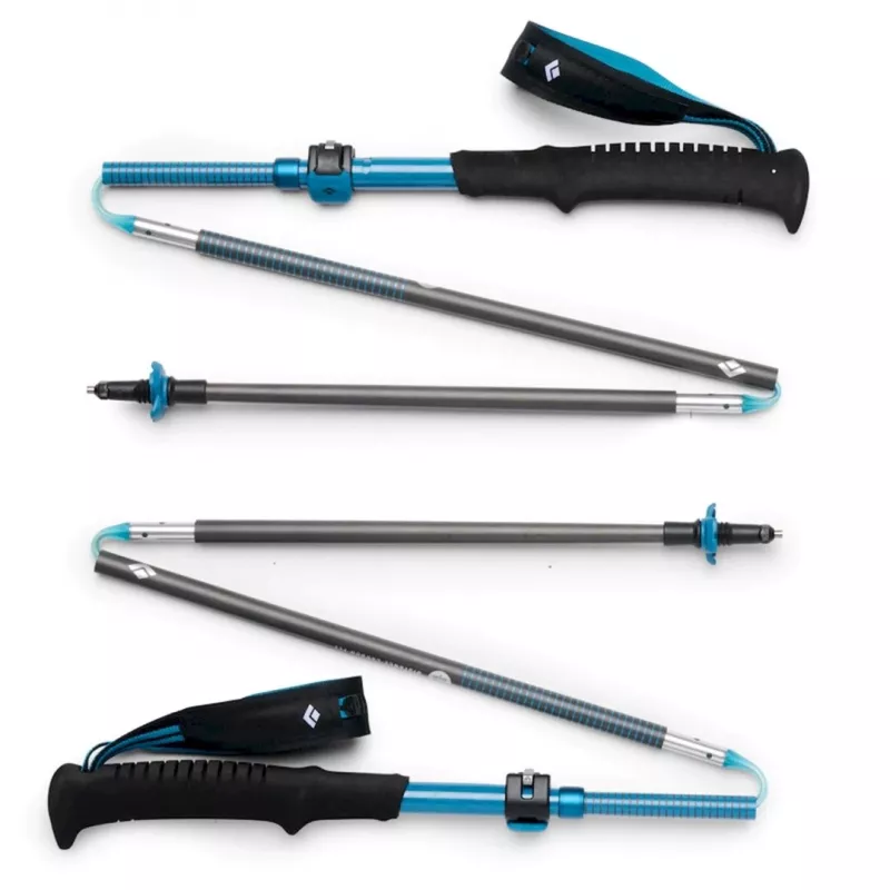 Trekkingstöcke Schwarz Diamond Distance Carbon FLZ, verstellbar 110–125 cm, Carbonschaft, faltbar, 3-teilig, 336 g
