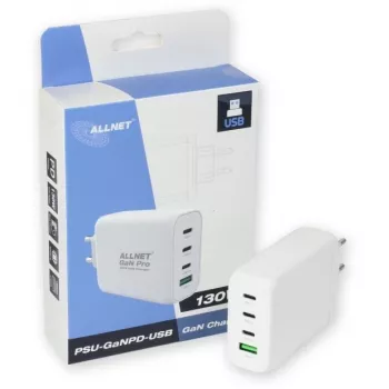 Netzteil ALLNET PSU-GaNPD-USB-1A3C-130W — 130W, 1× USB-A, 3× USB-C