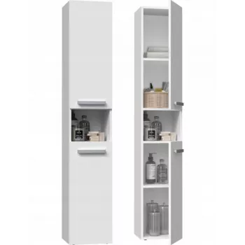 Badezimmer Aufbewahrungsschrank top e shop NEL I BIEL, freistehend, 5 Regalböden, 310×300×1740 mm, weiß