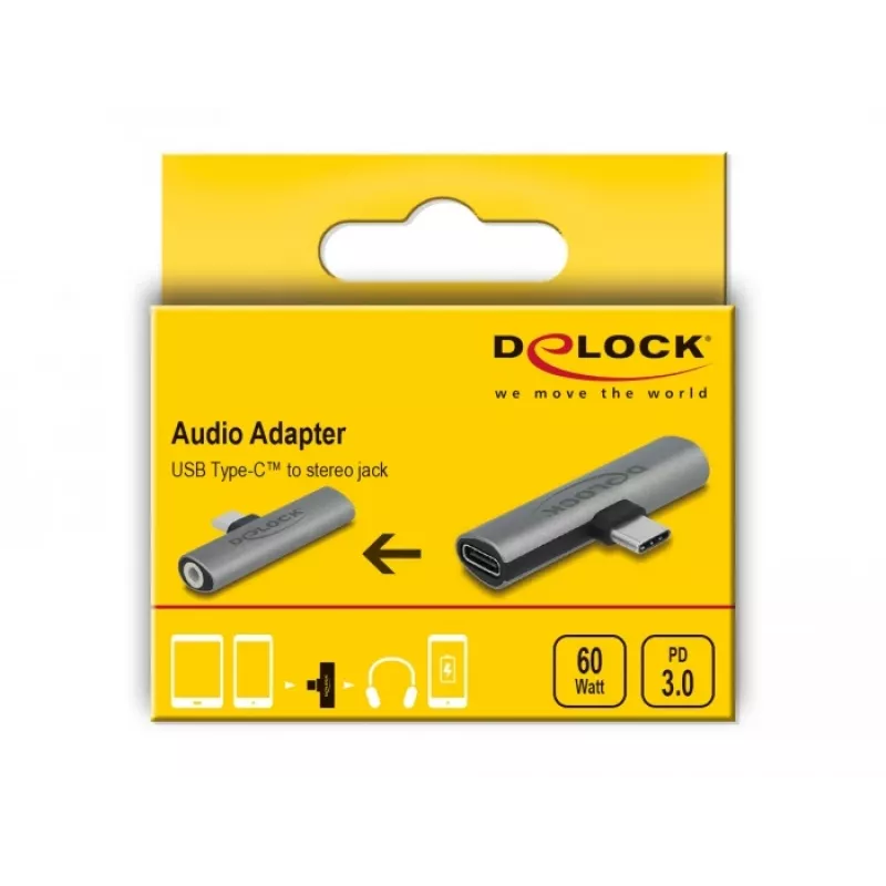 DeLOCK 64186 Kabel-Adapter USB Typ-C auf USB Typ-C + 3,5 mm Grau