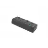 USB-Hub NATEC MANTIS USB 2.0 Type-B — 4x USB 3.2 Gen 1 Type-A Anschlüsse, schwarz, 0,8 m Kabel, Netzteil, Netzschalter