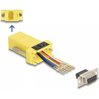 DeLOCK D-Sub 9-polig Buchse auf RJ45 Buchse Montagesatz gelb VGA RJ-45