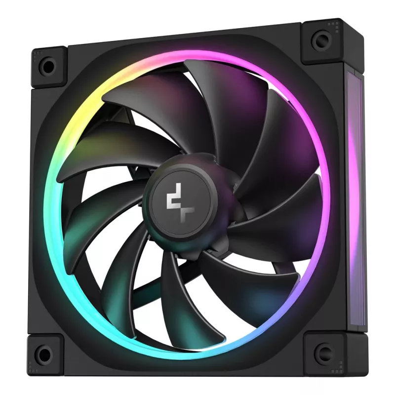120-mm-PC-Lüfter DeepCool FL12 3-in-1 Schwarz, 120×25 mm, 2150 U/min, Fluid Dynamic Bearing, PWM, 55 CFM, 32 dB, 3er-Pack