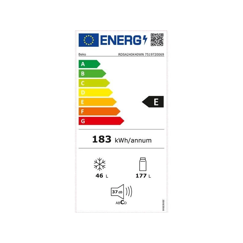 BEKO Kühlschrank RDSA240K40WN, Energieeffizienzklasse E, Höhe 146,5 cm, Weiß