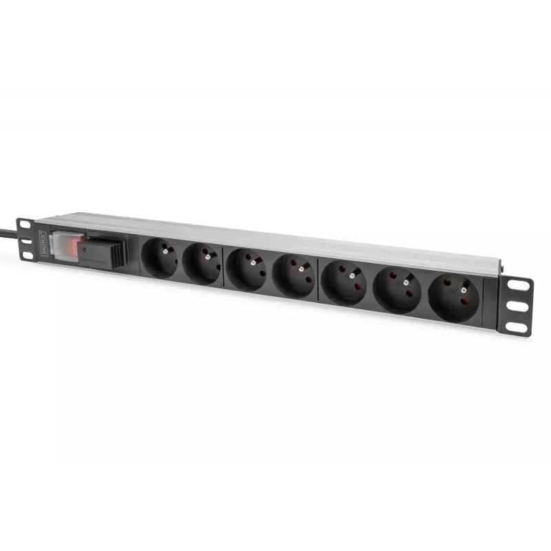 Digitus Steckdosenleiste mit Aluminiumprofil 7-fach CEE 7/5 Buchsen 2 m Kabel