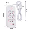 Steckdosenleiste MACLEAN MCE389 W — 6 Steckdosen, 4×USB-A, 1×USB-C, 2500W, 110–240V, 1,5 m Kabel, weiß