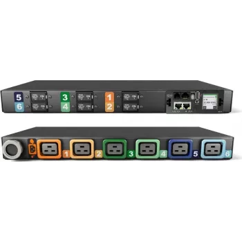 Vertiv Geist Rack PDU, überwacht (Einheitenebene), EC, 1U, Eingang IEC 60309 230/400V 3x32A, verriegelbare Ausgänge (6)C19 (VP4G31A0)