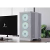 APNX PC Midi Tower C1-R-WT-v1 — Weiß, unterstützt ATX/Micro-ATX/Mini-ITX, 3x 120 mm Frontlüfter vorinstalliert, 3x 3,5-Zoll + 3x 2,5-Zoll Schächte, USB 3.2 Gen1 x2
