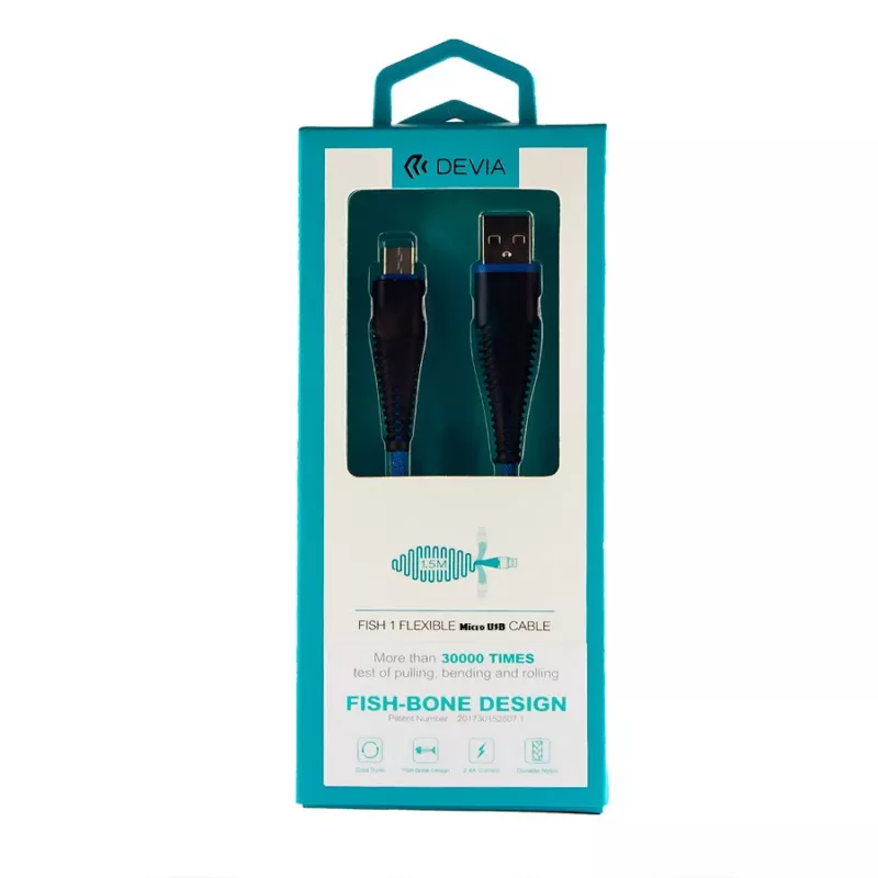 USB Micro-B Kabel Devia Fish 1 Series 5V 2,4A 1,5m Blau