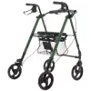 Rollator MDH Grün mit Sitz und Tasche – Aluminiumrahmen, 4 Räder, höhenverstellbar, max. Belastung 136 kg