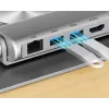 Laptopständer Unitek D1109B01 — verstellbarer Aluminiumständer mit abnehmbarem USB‑C HDMI 4K PD 100W, 2x USB‑A, RJ‑45, für bis zu 17 Zoll