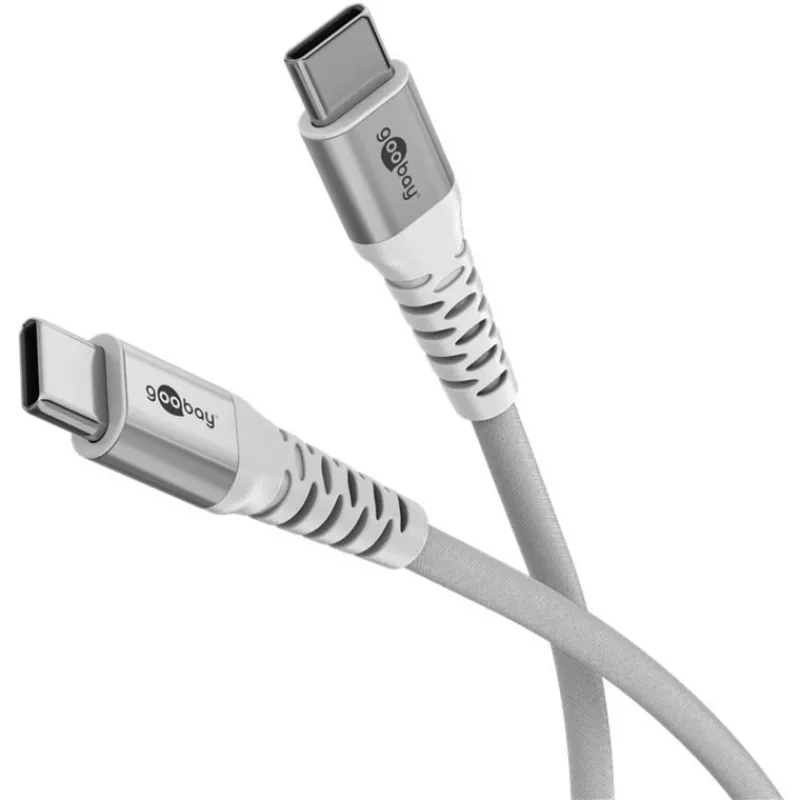 Super-weiches USB 2.0 geflochtenes Kabel, USB-C Stecker > USB-C Stecker (Weiß, 1 Meter)