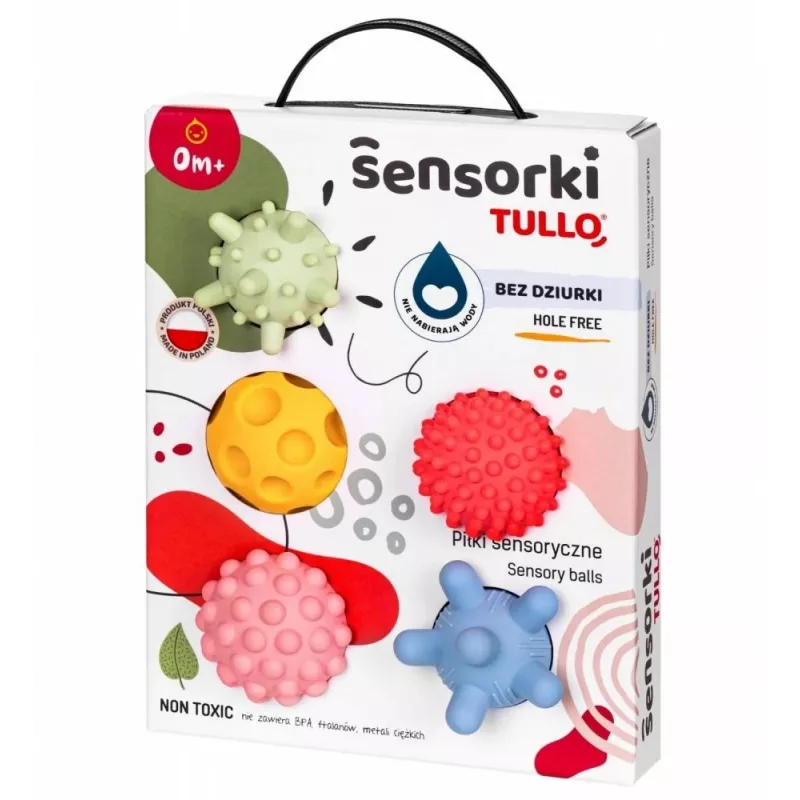 Sensorische Bälle ohne Löcher TULLO pastell, 5 Stück
