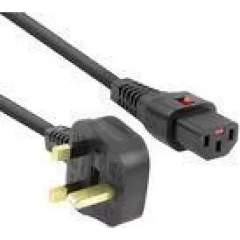 Netzkabel ACT PC980 — UK-Stecker auf C13 IEC Lock, 2 m, 230 V 10 A, schwarz