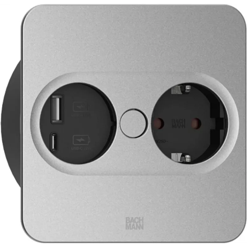 Steckdose Typ F + USB A + USB C Bachmann 946.105 Edelstahl