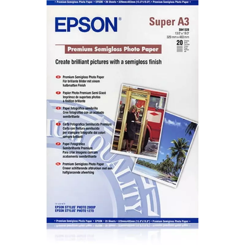 Epson Premium Semigloss Photo Paper, DIN A3+, 250 g/m², 20 Blatt
