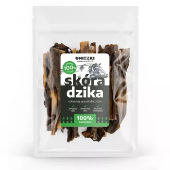 Hundeleckerbissen UNISZKI Wildschweinhaut, 100 g – diätetischer fester Leckerbissen, konservierungsmittelfrei, gluten- und zuckerfrei