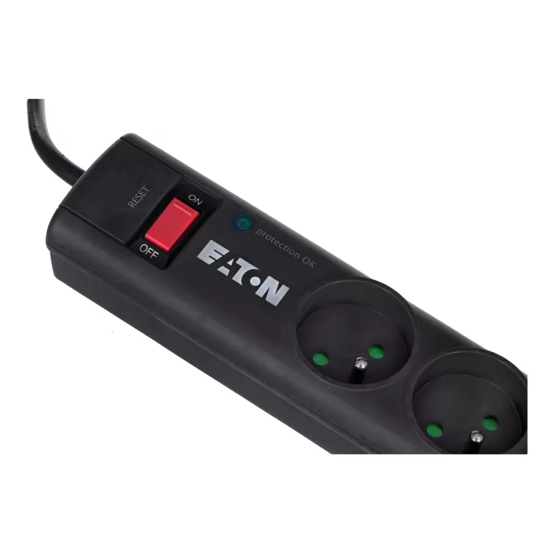 Überspannungsschutzleiste EATON Protection Strip 6 FR — 6x Typ E Steckdosen, 525 J, 10 A, 220–250 V, 1 m Kabel