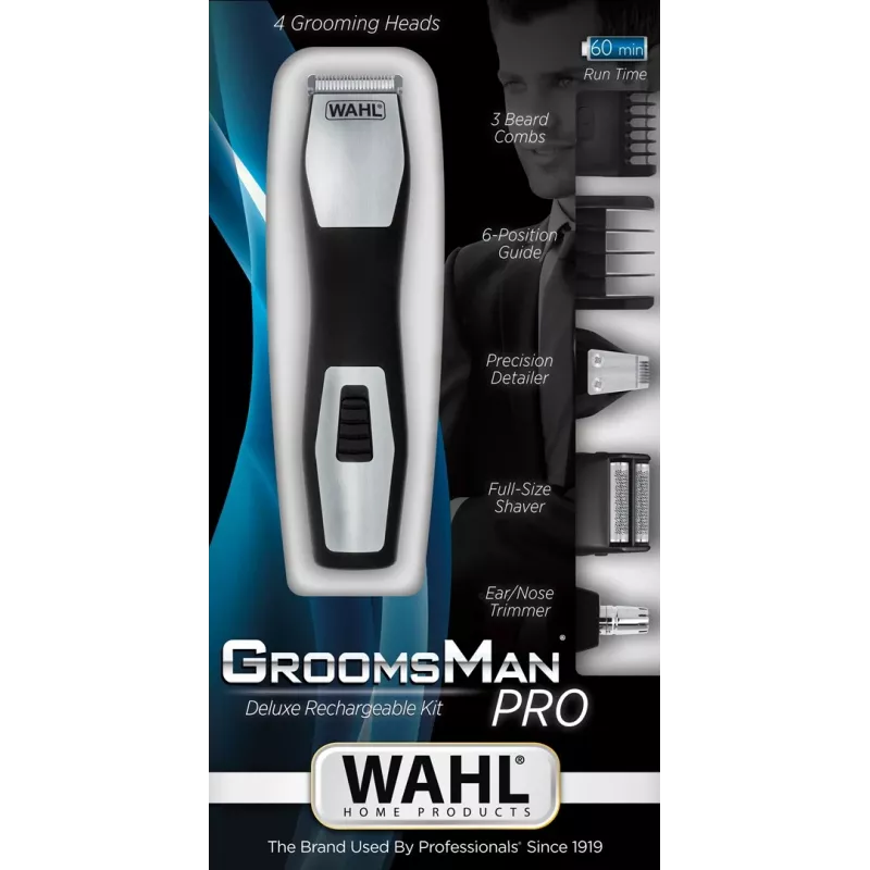 Trimmer Wahl GroomsMan Pro Battery Schwarz Edelstahl 0,7 mm 3 cm