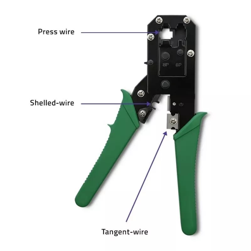 Crimp- und Schneidwerkzeug QOLTEC 54381 — Crimpzange für modulare Netzwerkstecker und Kabelschneider