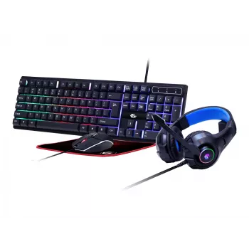 Gaming-Tastatur mit Maus GEMBIRD GGS-UMGL4-02 — Full-Size USB QWERTY US-Englisch, schwarz, LED-Hintergrundbeleuchtung