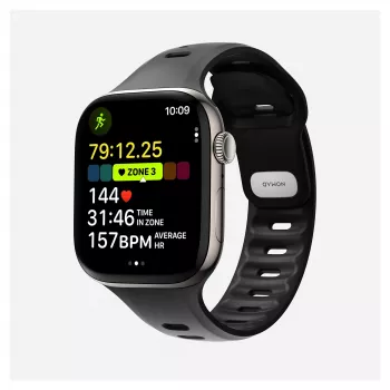 Uhrenarmband Nomad Tempo Band Schwarz Gummi — 20 mm Breite, passend für Handgelenke 155–193 mm