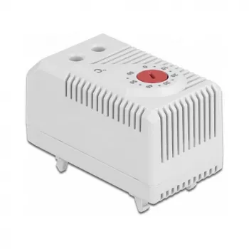 Thermostat DELOCK 66824, Kunststoffgehäuse, IP20, 30 W, 250 V, 10 A, 43×60×33 mm, grau/rot