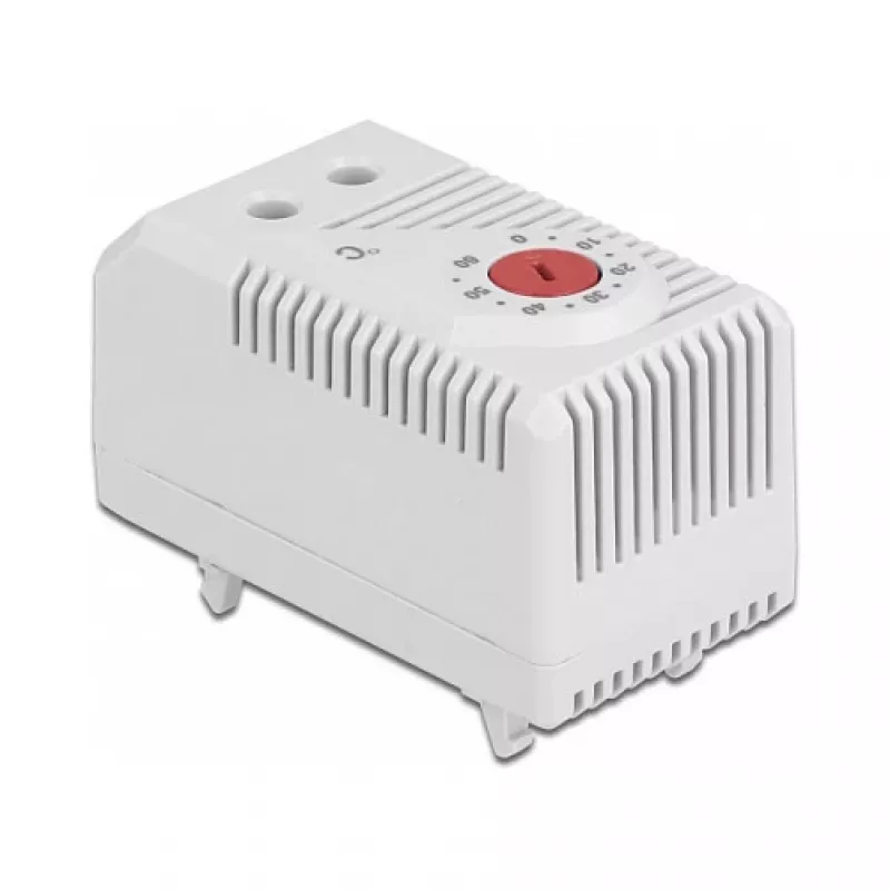 Thermostat DELOCK 66824, Kunststoffgehäuse, IP20, 30 W, 250 V, 10 A, 43×60×33 mm, grau/rot