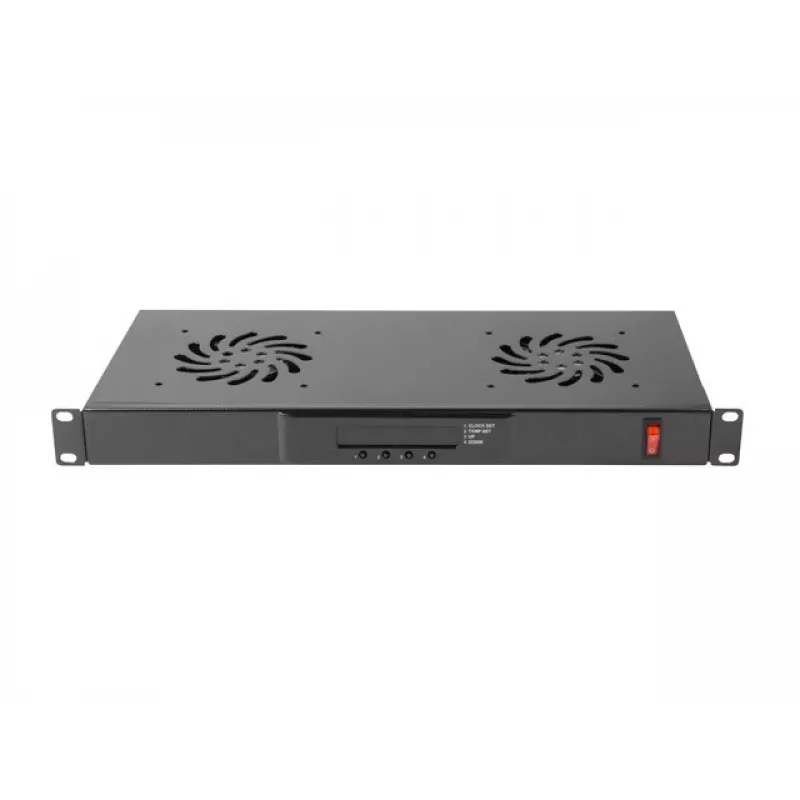 Fan panel LANBERG AK-1502-B, 1U rack, 2 fans, 230V, 38W, 483×44.5×192 mm, Schwarz