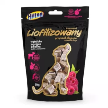 Gefriergetrockneter Hundesnack Hilton mit Lammleber und Himbeere 50 g