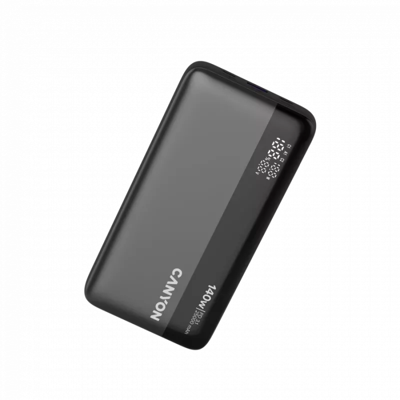 CANYON Power Bank PB-240, 25000mAh PD140W Display Powerbank, Größe 160,0x82x27 mm, Gewicht 508±10g, Dunkelgrau