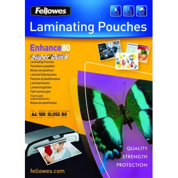 Fellowes SuperQuick A4 Glossy 80 Micron Laminierfolie