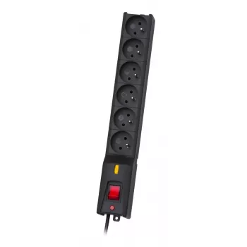 Steckdosenleiste Lestar 1966004697 — 6 Typ-E-Steckdosen, 230 V, 5 m Kabel, schwarz