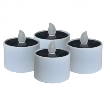 LED-Solar-Teelicht RealPower STL-4, 4er-Set, batteriebetriebene Solar-LED-Teelichter