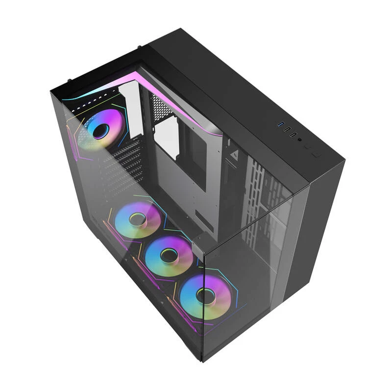 Darkflash TH285 Computergehäuse (schwarz) + 4 Lüfter